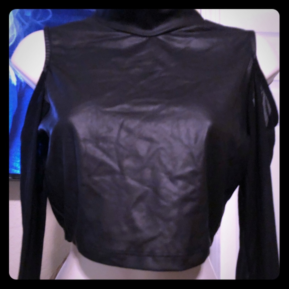 Black leather like top by Symphony